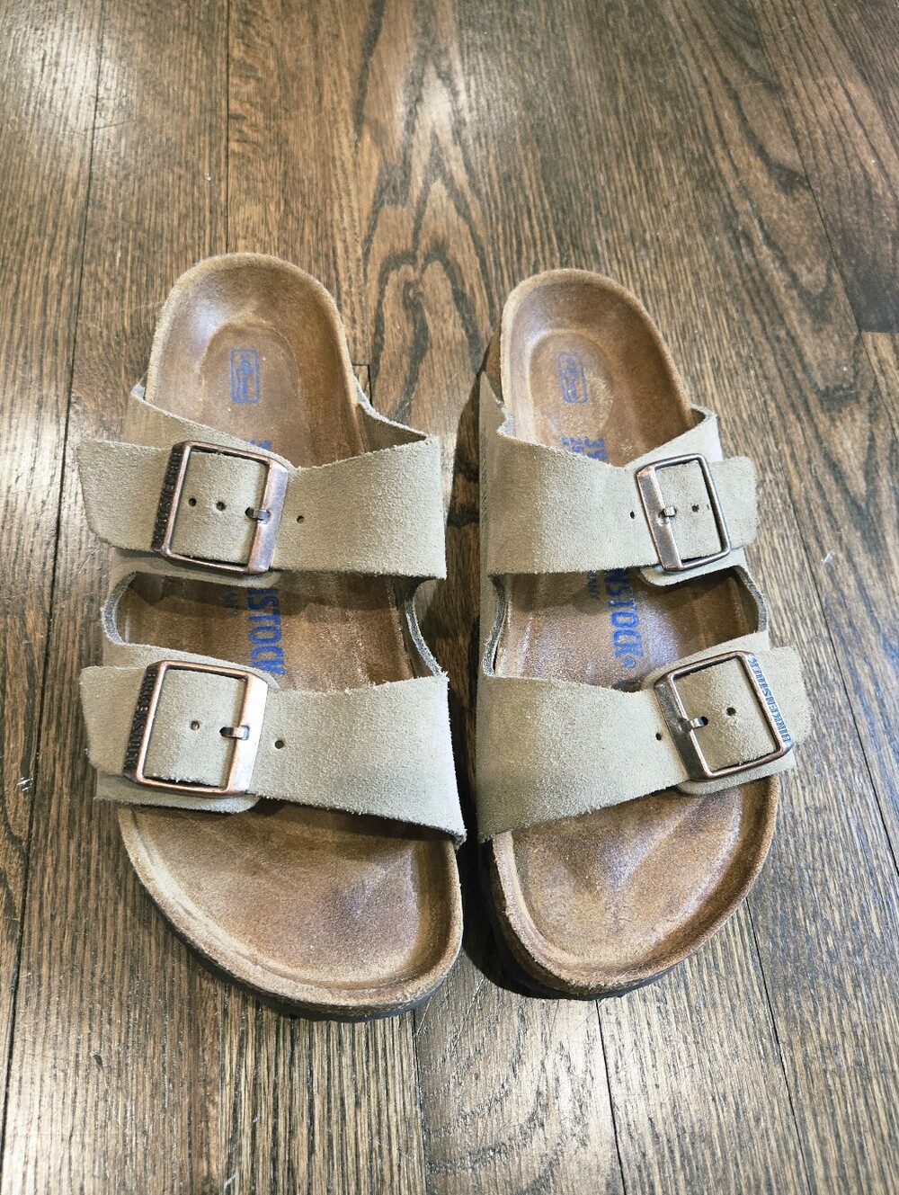 Birkenstock Arizona Taupe Suede Sandals Size 39